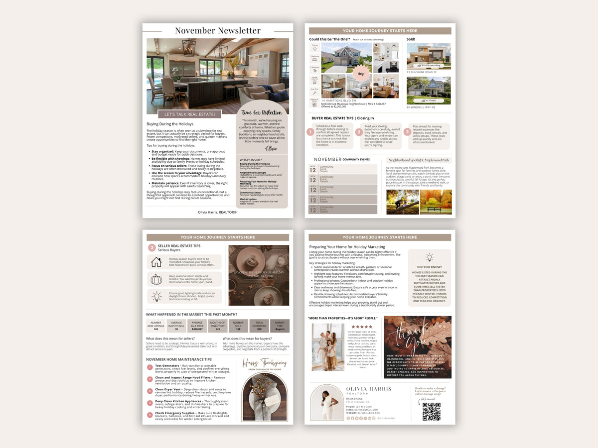 Real Estate Newsletter Bundle | 12-Month Canva Templates for Agents