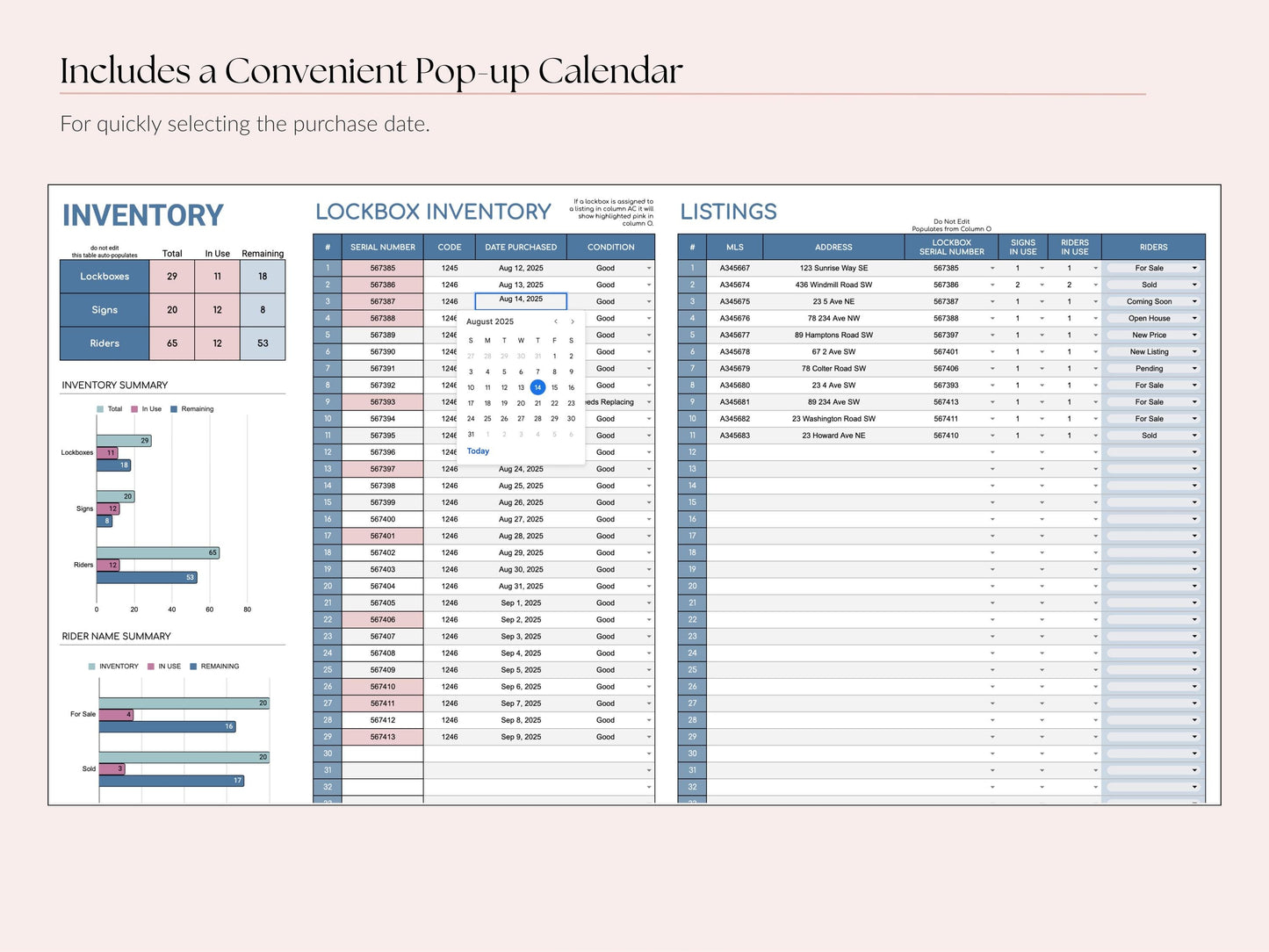 Lockbox, Sign & Rider Inventory Tracker