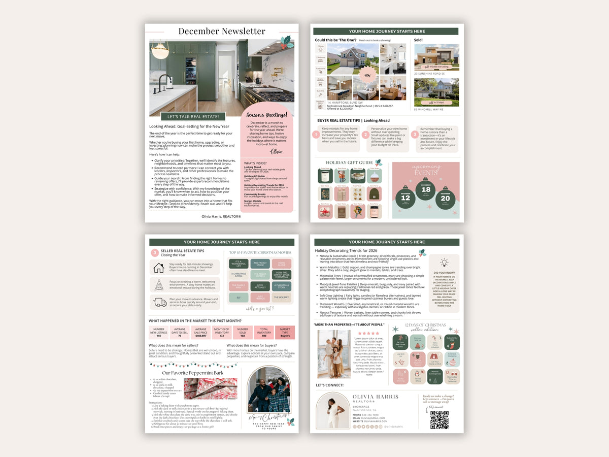 Real Estate Newsletter Bundle | 12-Month Canva Templates for Agents