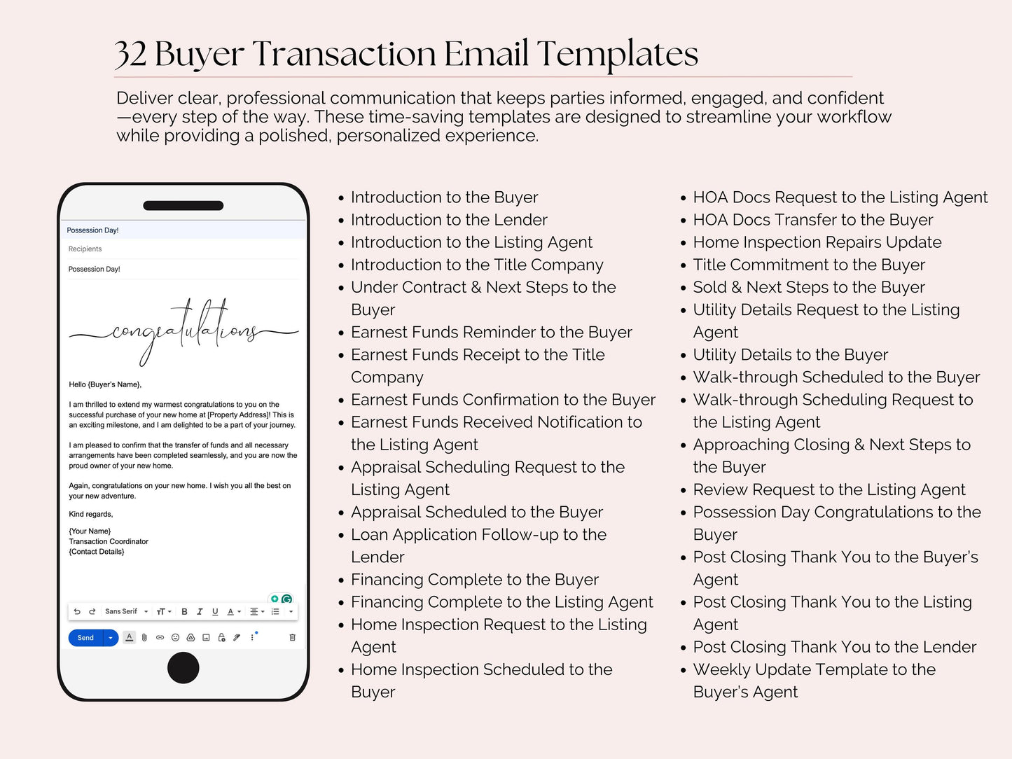 Transaction Coordinator Email Templates