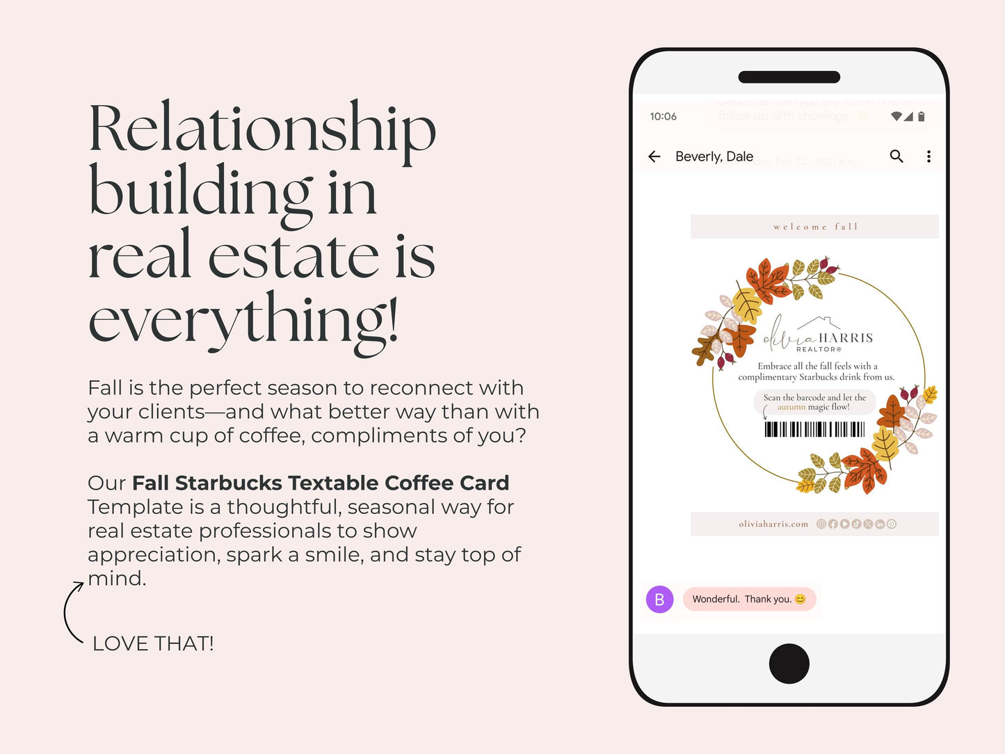 Fall Coffee Card Text Message