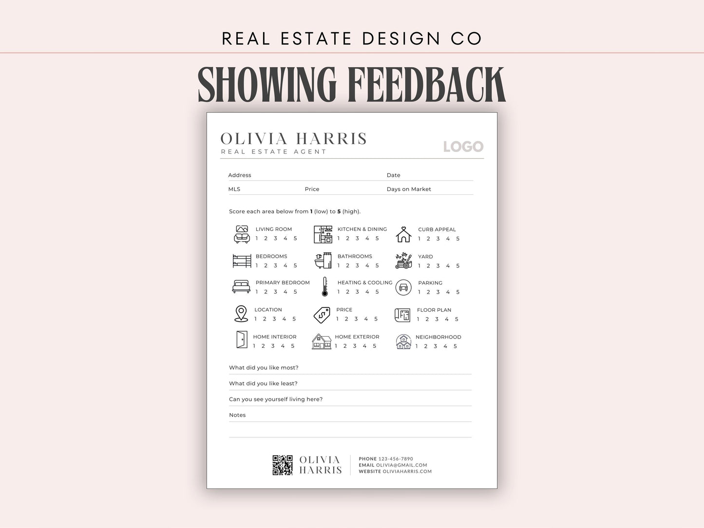 Home Showing Feedback Sheet | Buyer Property Rating Form