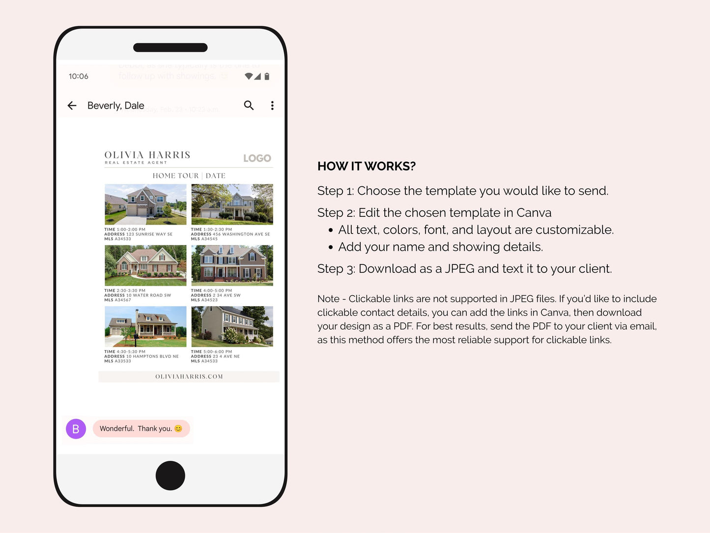 Home Tour Schedule Text Message Bundle