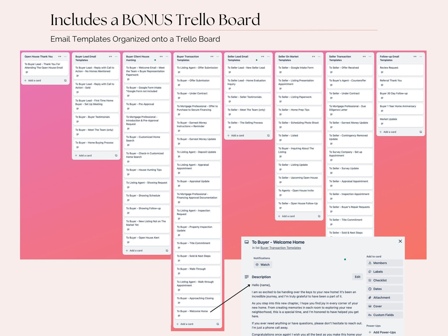 Buyer and Seller Email Templates with Bonus Trello Board