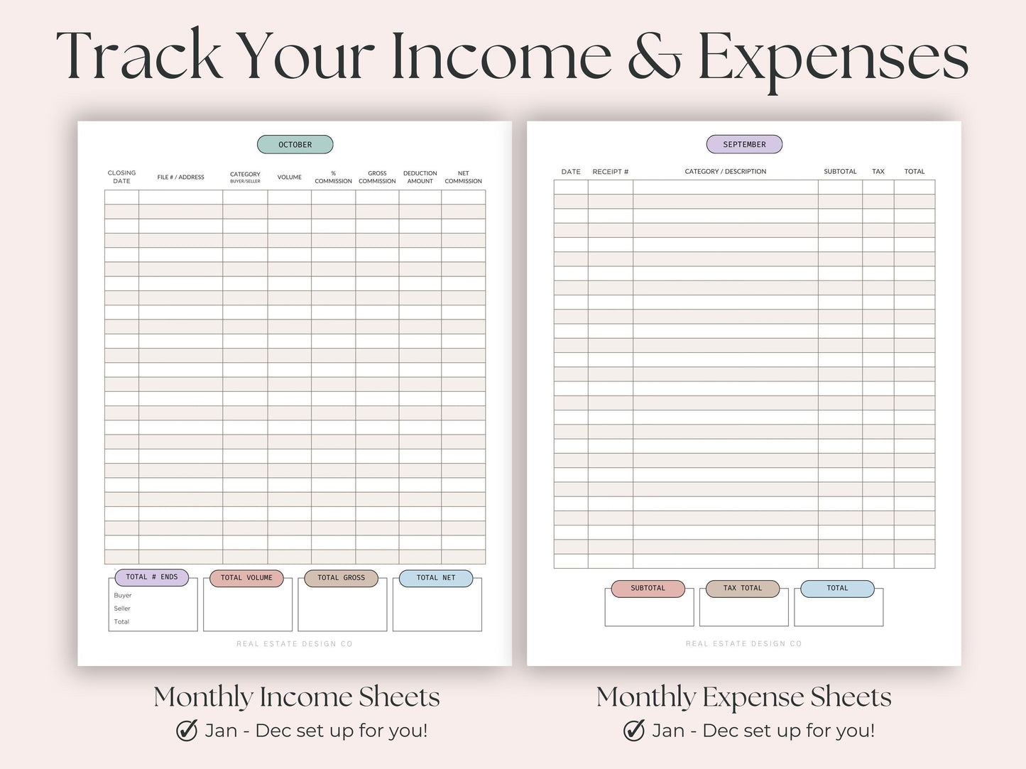 Income & Expense Worksheets