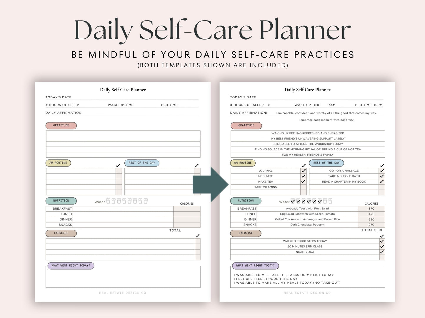 Self-Care Daily Planner with Balance Wheel & Habit Tracker