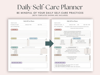 Self-Care Daily Planner with Balance Wheel & Habit Tracker