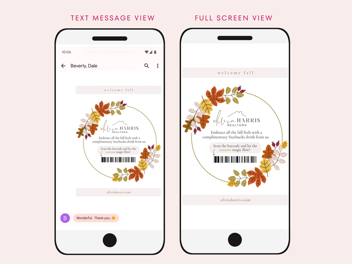 Fall Coffee Card Text Message