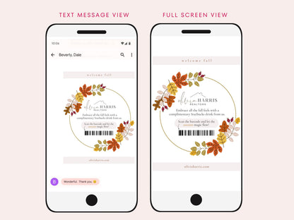 Fall Coffee Card Text Message