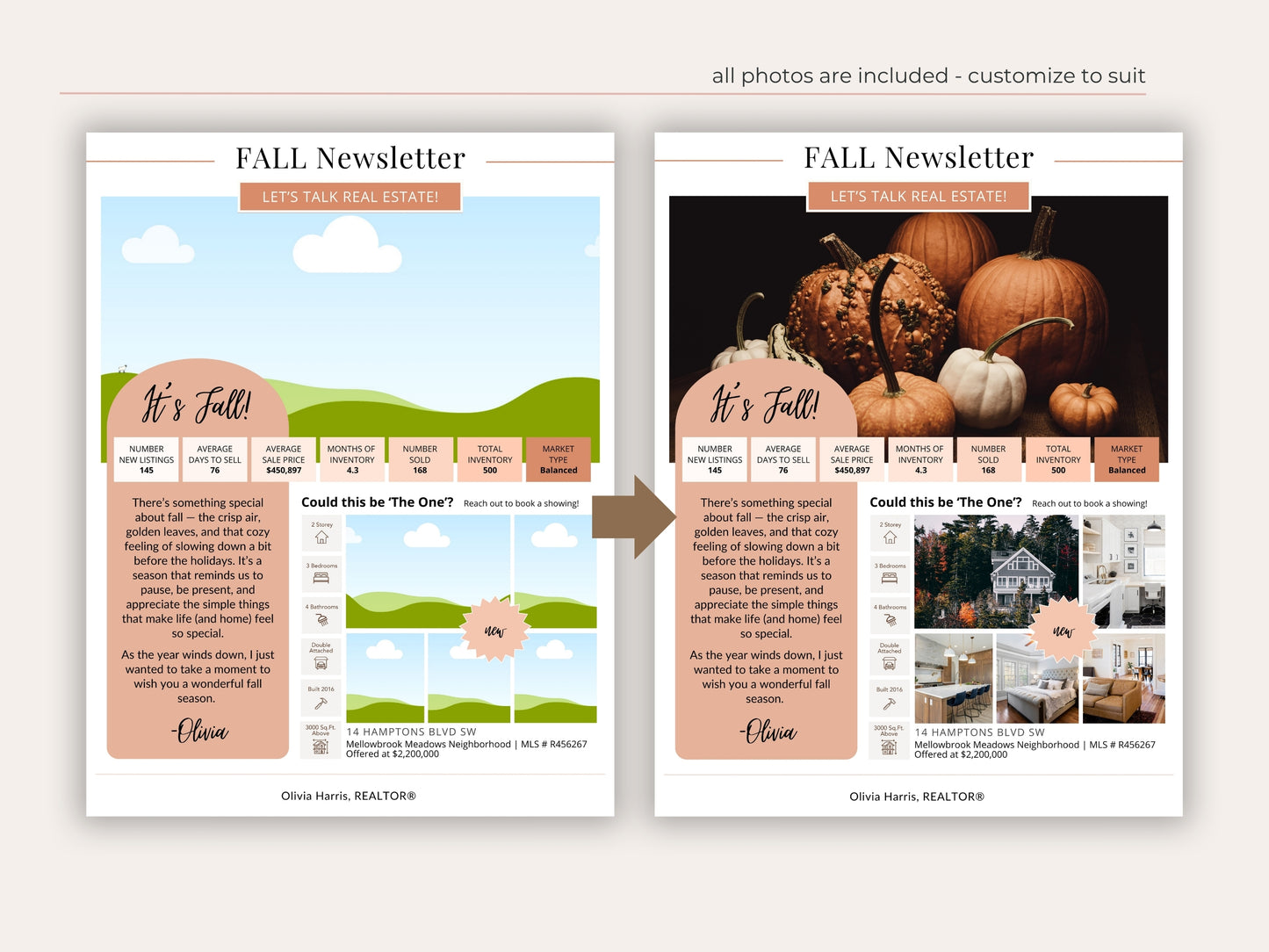 Fall Real Estate Newsletter Template — Autumn Canva Template for Agents