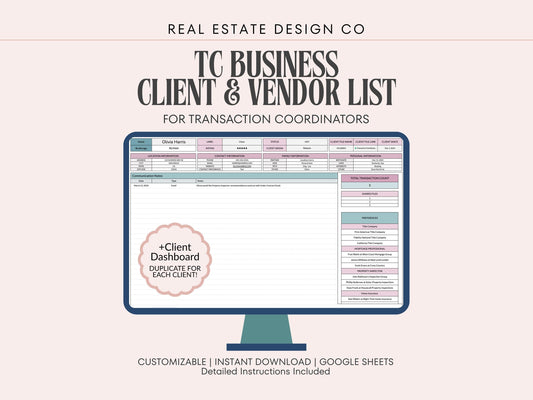 Transaction Coordinator Client List & Vendor List