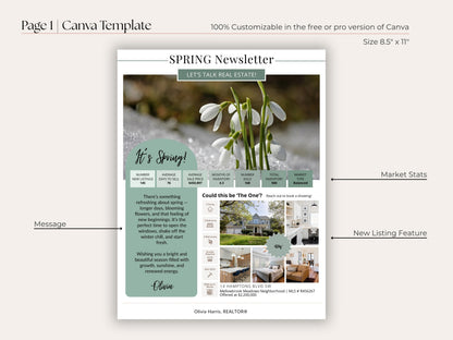 Spring Real Estate Newsletter Template — Seasonal Canva Template for Agents