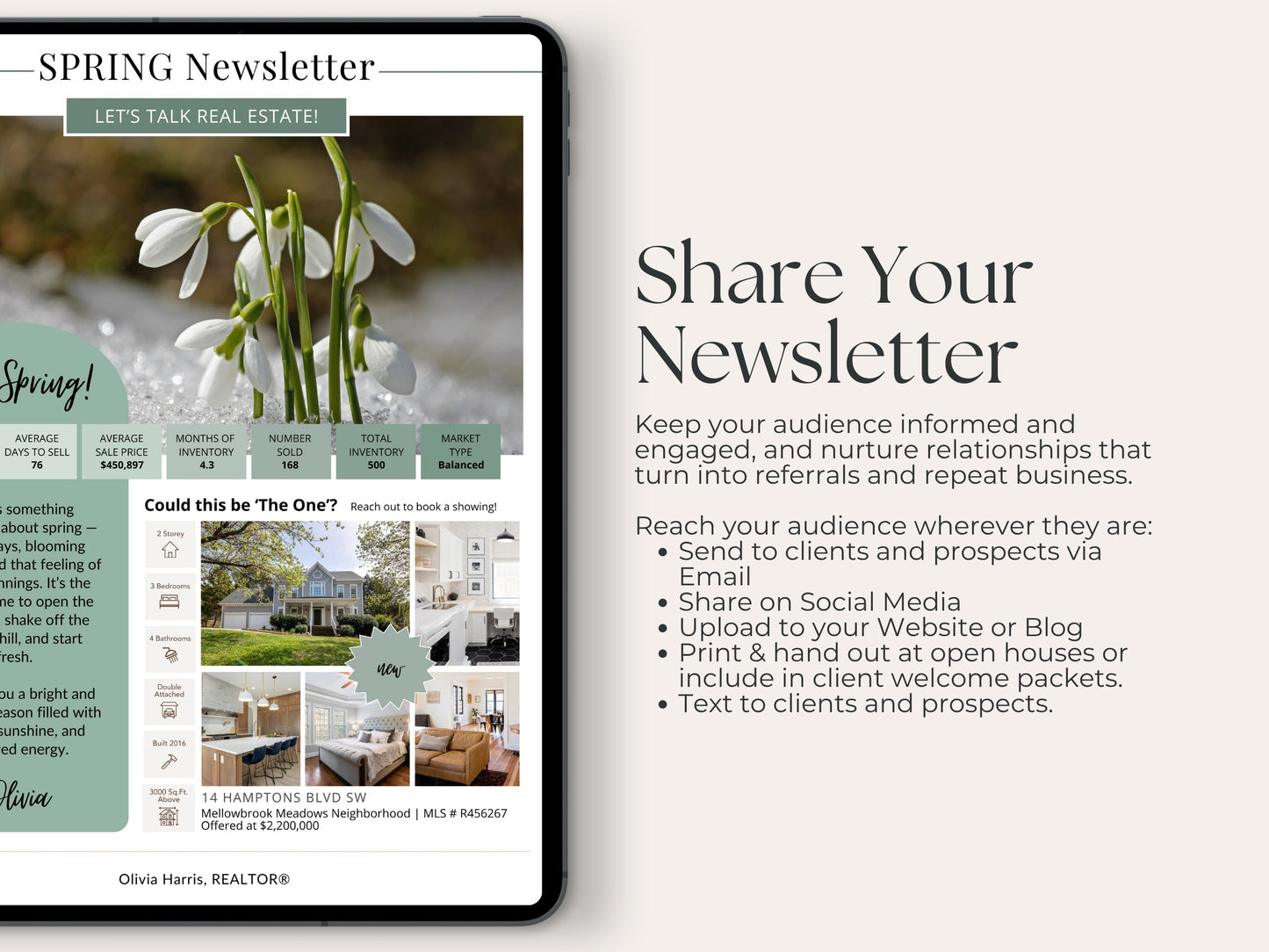 Spring Real Estate Newsletter Template — Seasonal Canva Template for Agents