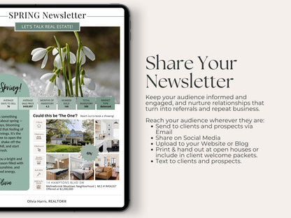 Spring Real Estate Newsletter Template — Seasonal Canva Template for Agents