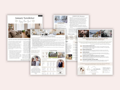 12-Month Real Estate Newsletter Bundle | Monthly Canva Templates for Agents