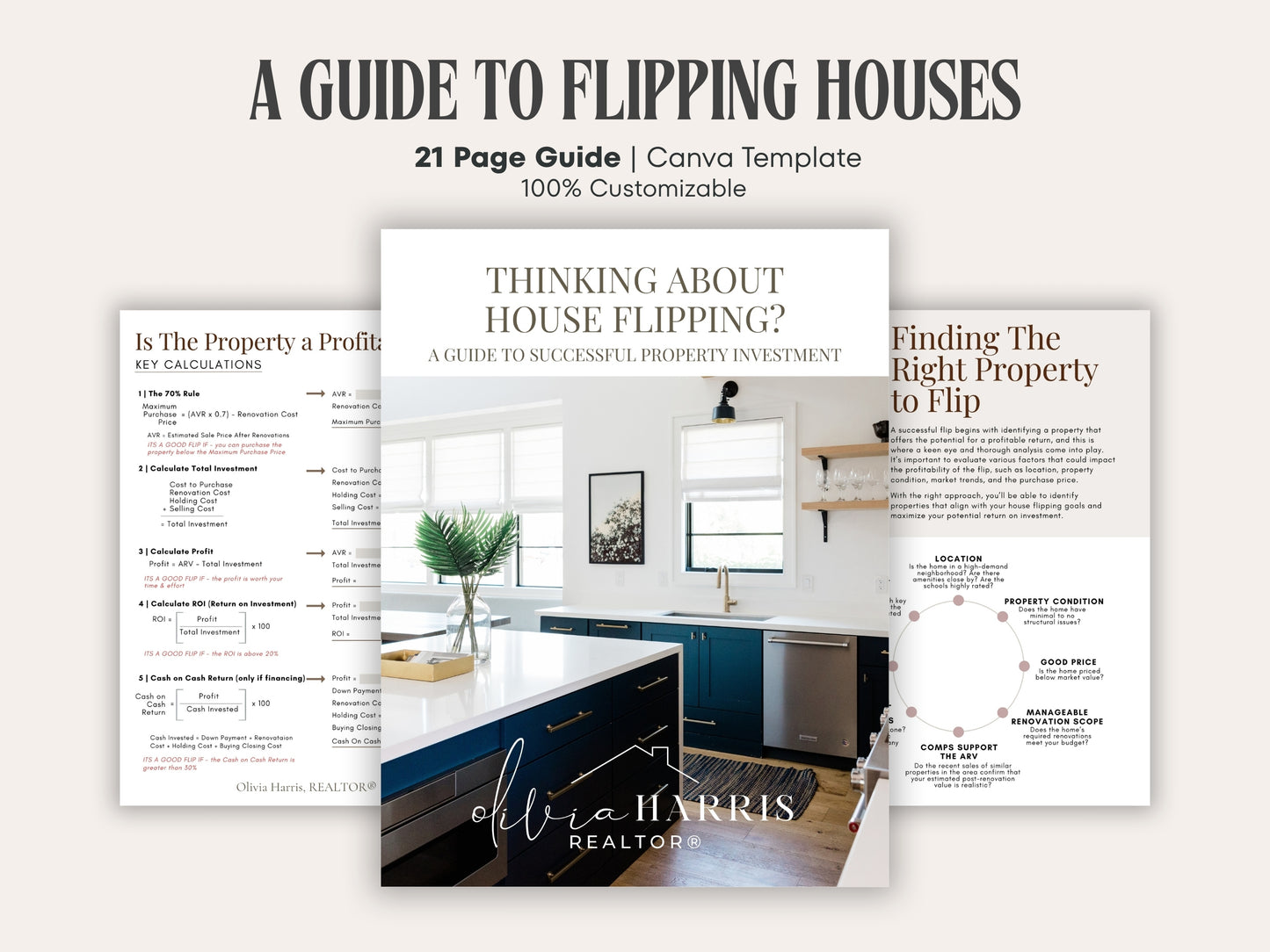 Home Flipping Guide | 21-Page Canva Template for Real Estate Agents