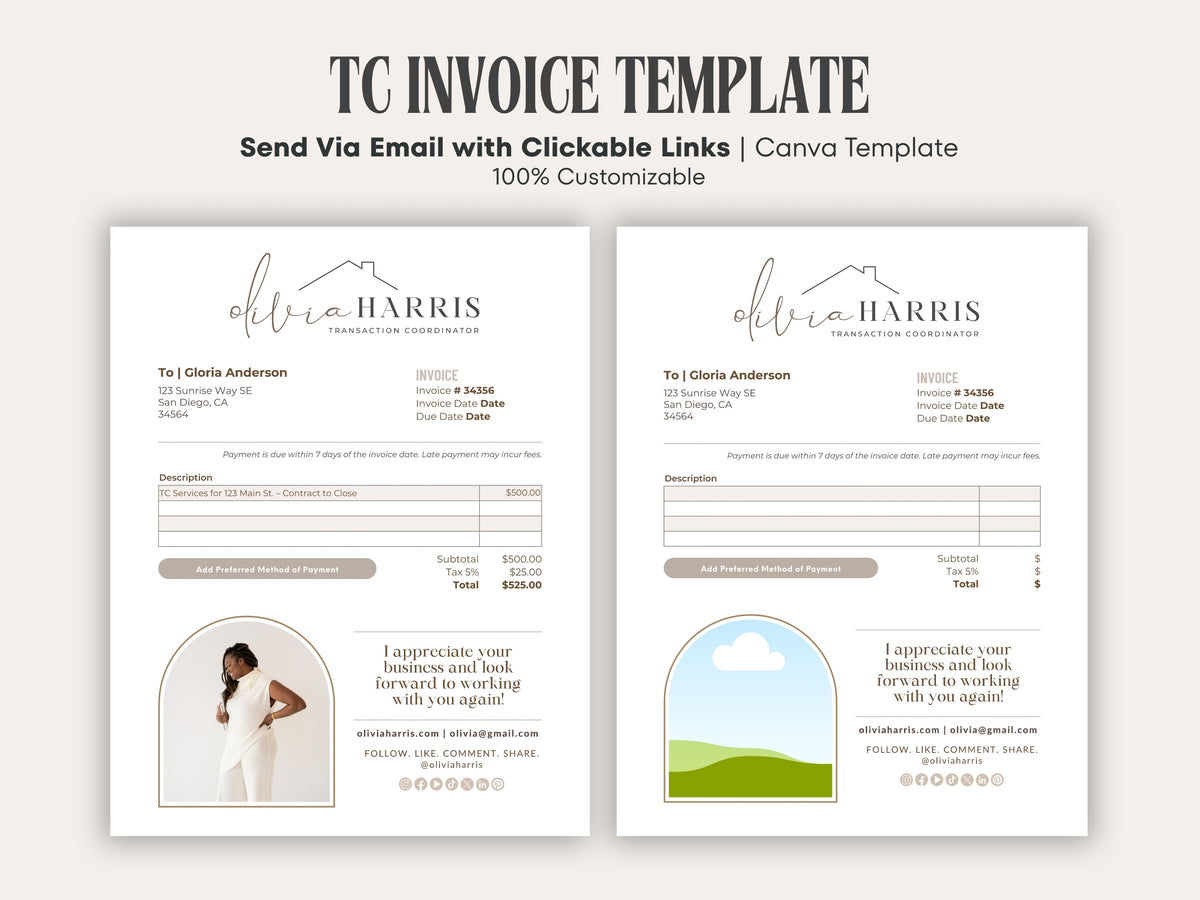 Professional Invoice Template | Canva for Real Estate Transaction Coordinators