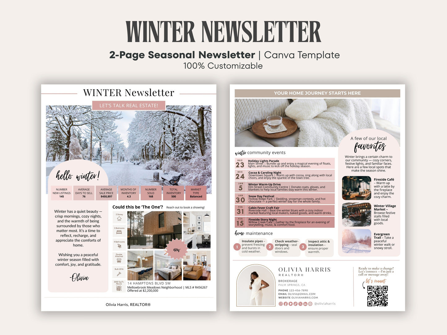 Winter Real Estate Newsletter Template — Seasonal Canva Template for Agents