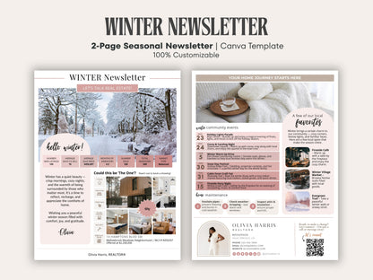 Winter Real Estate Newsletter Template — Seasonal Canva Template for Agents