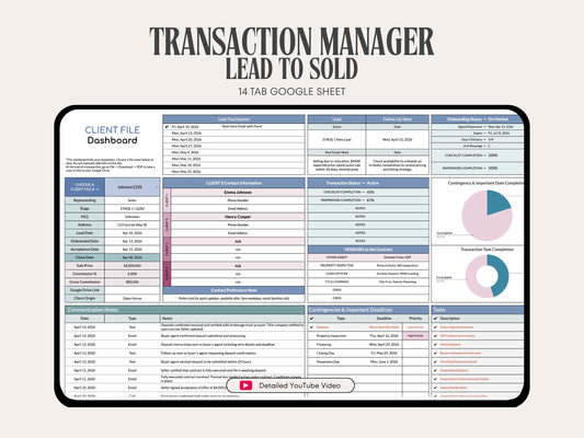 Real Estate Transaction Manager – Lead to Sold Google Sheets System