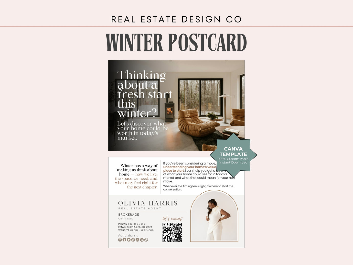 Winter Real Estate Postcard Canva Template