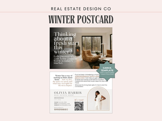 Winter Real Estate Postcard Canva Template
