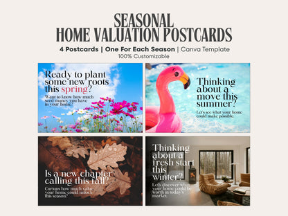4-Season Real Estate Postcard Templates | Farming & Lead Gen Bundle