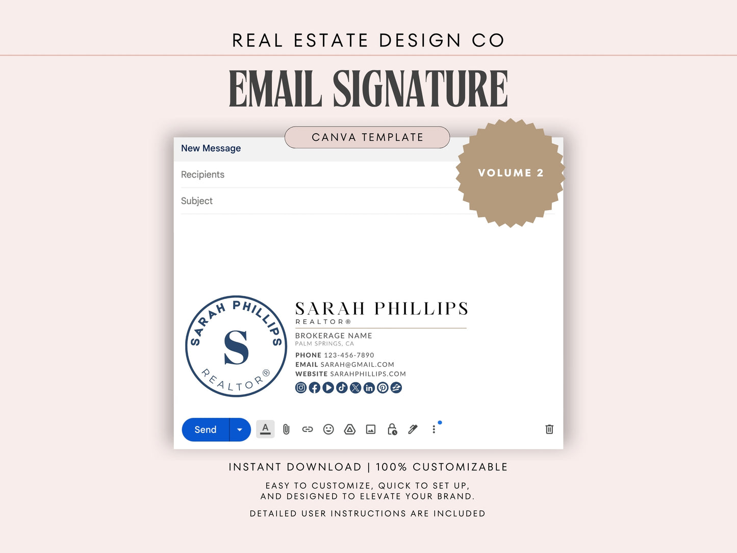 Real Estate Gmail Signature Canva Template