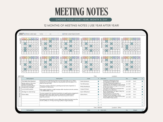 Meeting Notes Google Sheets Template — All-in-One Meeting Planner
