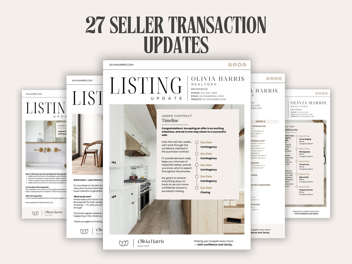 Seller Transaction Templates for Real Estate Agents — 27 Canva Templates
