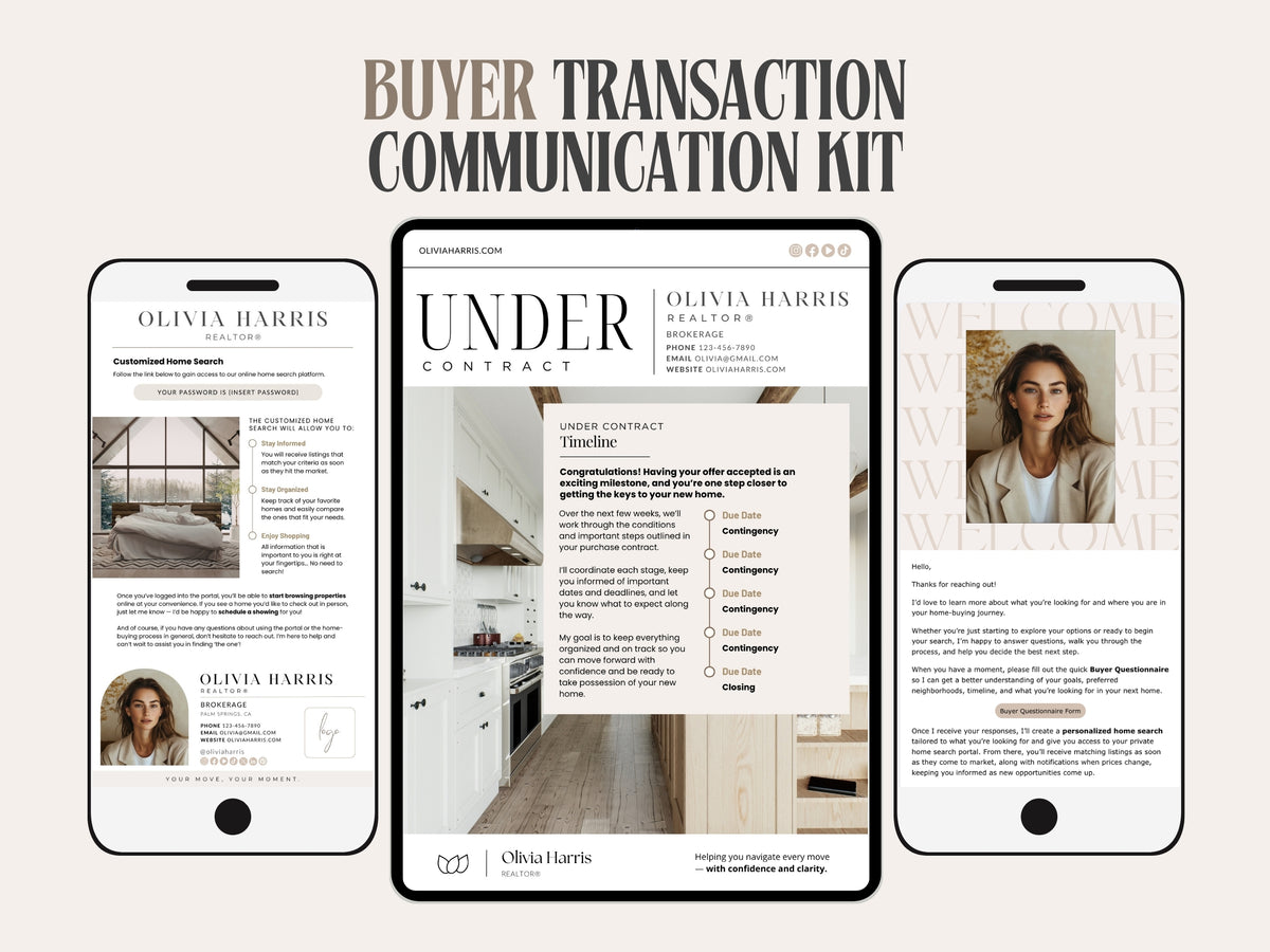 Buyer Transaction Kit for Real Estate Agents - 80+ Canva Email & Text Templates