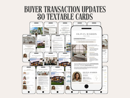 Buyer Transaction Update Cards — 30 Textable Templates | Canva