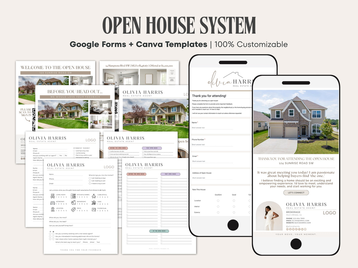 Open House Toolkit | Google Forms, Canva Signs & Listing Flyer for Agents