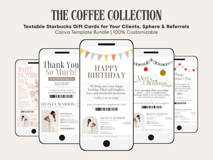 Textable Coffee Card Bundle — Real Estate Agent Holiday & Occasion Templates