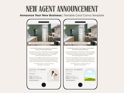 New Real Estate Agent Announcement | Textable Card Canva Template