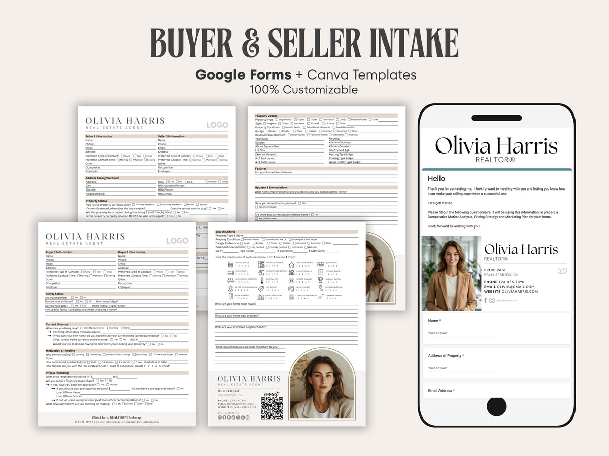 Real Estate Buyer & Seller Intake Bundle | Google Forms + Canva Templates