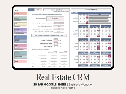 Real Estate CRM: 20-Tab Google Sheets System