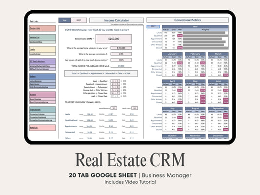 Real Estate CRM: 20-Tab Google Sheets System