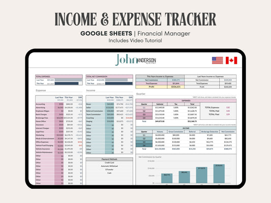 Income & Expense Tracker - Real Estate Bookkeeping Google Sheets