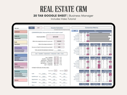 Real Estate CRM: 20-Tab Google Sheets System