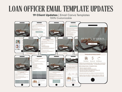 Mortgage Client Email Updates | 19 Canva Templates for Loan Officers
