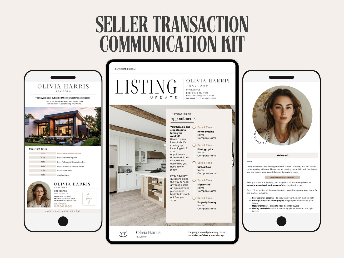 Seller Transaction Kit for Real Estate Agents - 90+ Canva Email & Text Templates