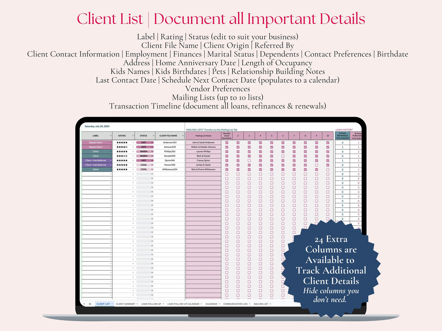 Mortgage Professional Client List