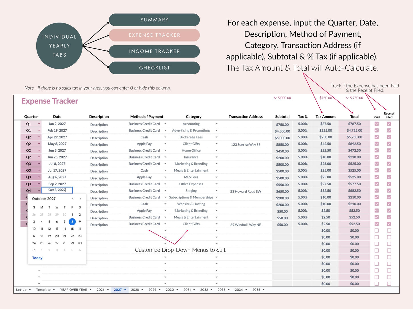 10 Year Income & Expense Tracker