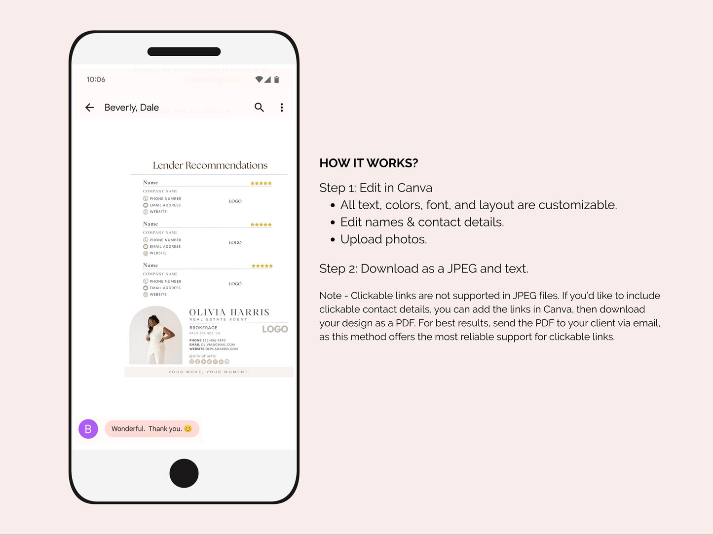Recommendation Text Message