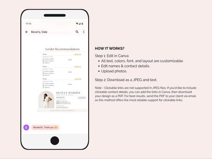 Recommendation Text Message