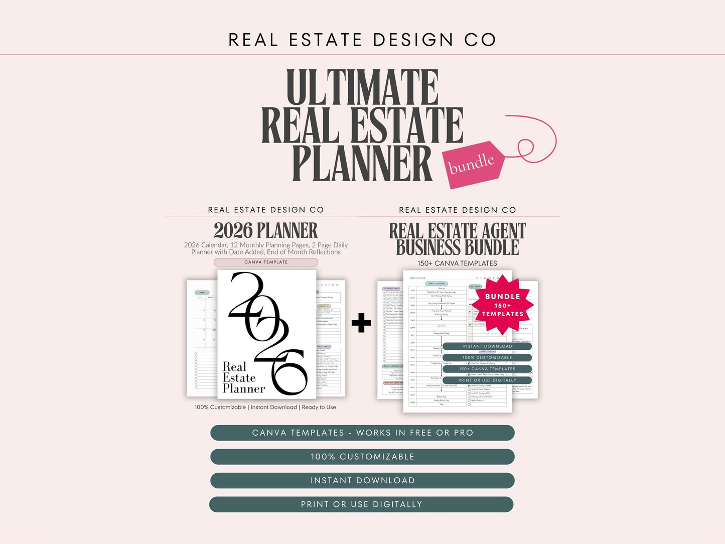 2026 Real Estate Planner + 150 Canva Templates
