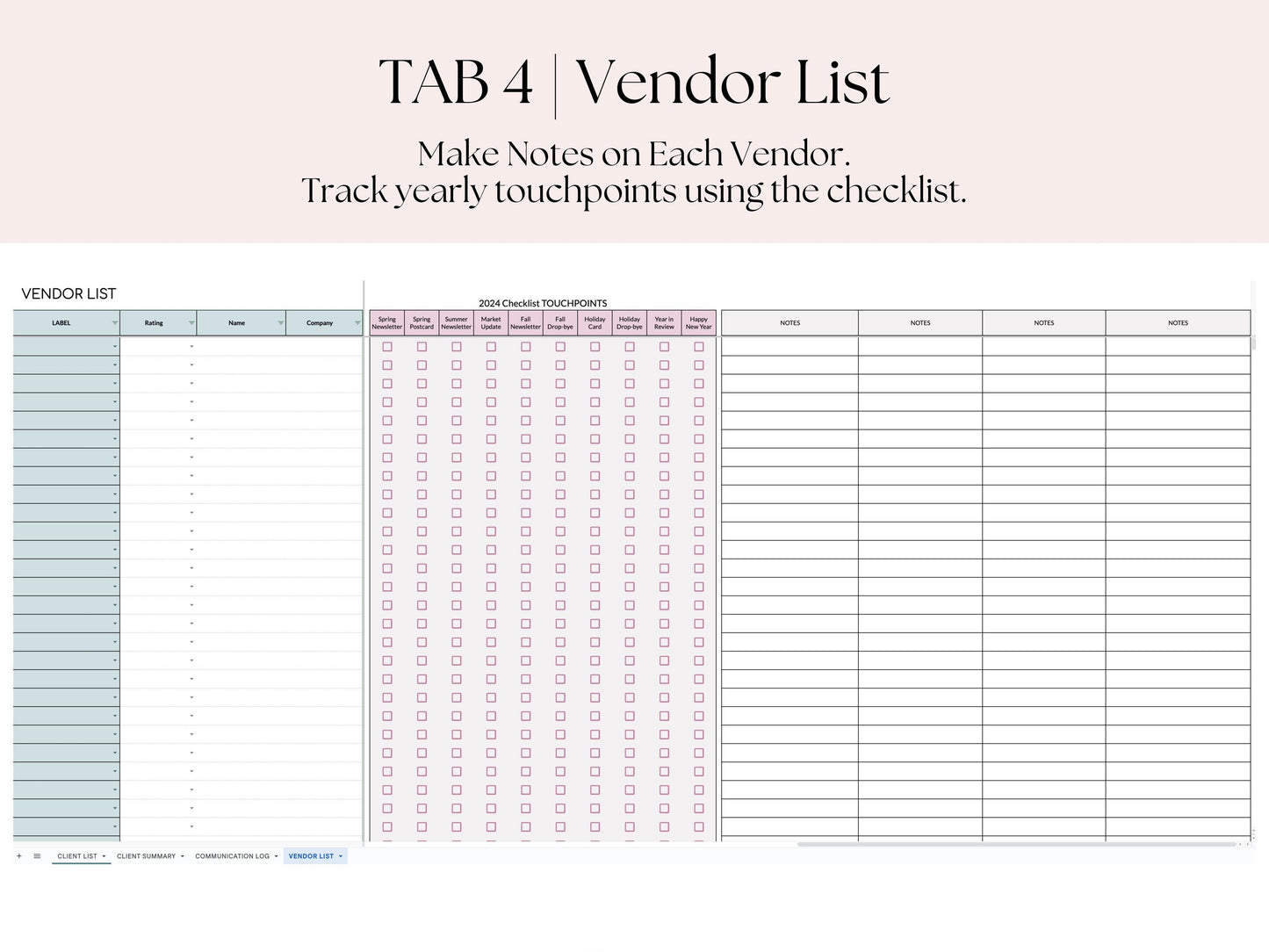 Transaction Coordinator Client List & Vendor List