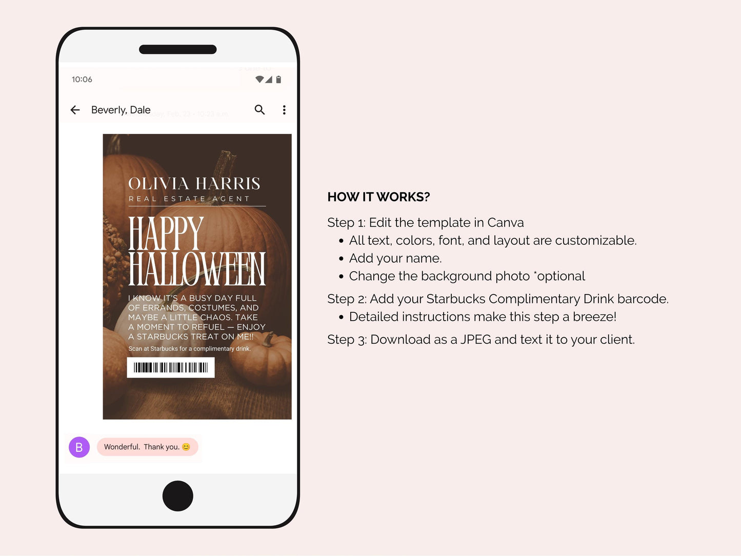 Happy Halloween Textable Coffee Card