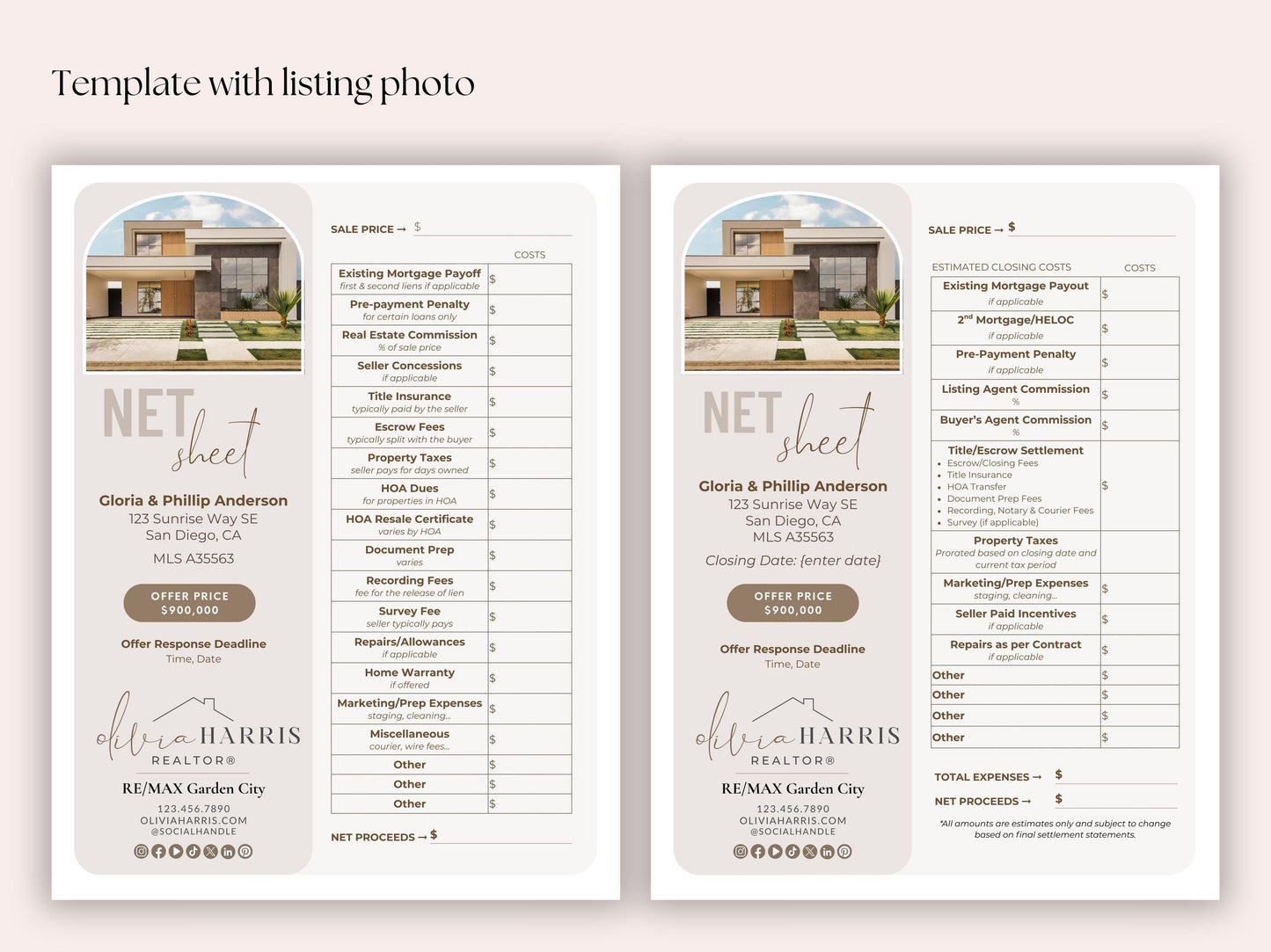 Seller Net Proceeds Sheet